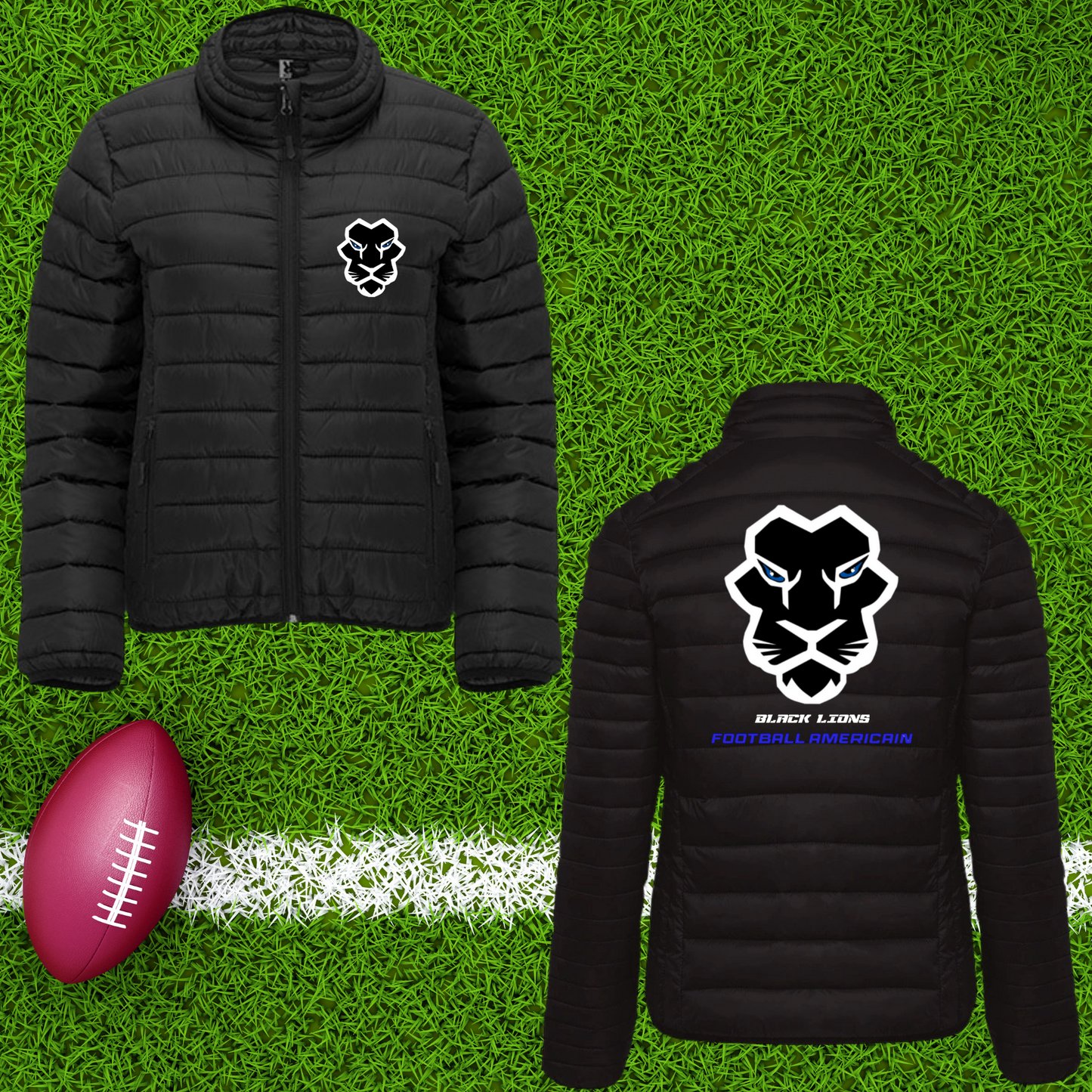 Doudoune femme manches longues visuel brodée BL